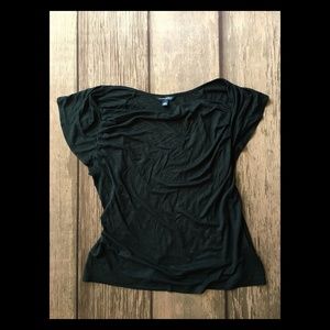 Banana Black Cowl Neck Short Sleeved Shirt
